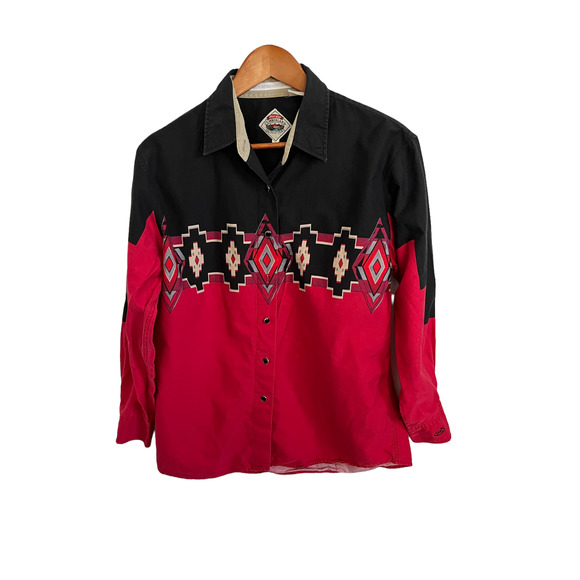 Cumberland Outfitters Tops - Vtg CUMBERLAND OUTFITTERS Womens Western Shirt Red/Black Button Up Long Sleeve L